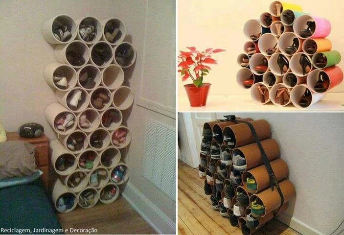 shoe rack from boxes